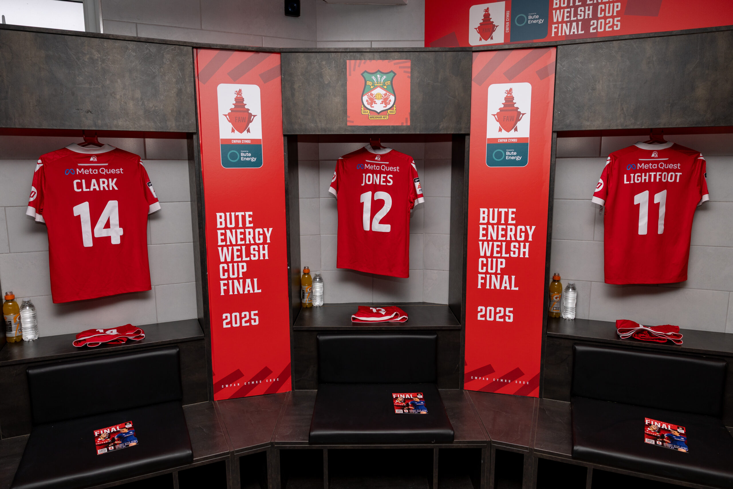 Wrexham AFC Women's Changing room during the 2024/25 Bute Energy Welsh Cup Final fixture between Wrexham AFC Women & Cardiff City Women FC at Rodney Parade, Newport, Wales